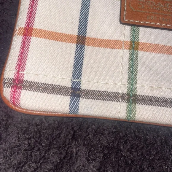 Coach Tattersall Canvas Wristlet in Multi-Color with Brown Leather Trim - Picture 3 of 8